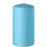 2x Turquoise cilinderkaarsen/stompkaarsen 6 x 12 cm 45 branduren - Geurloze kaarsen turquoise - Woondecoraties