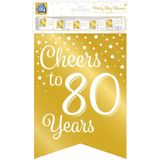 Paperdreams Luxe 80 jaar feestversiering set - Ballonnen &amp; vlaggenlijnen - wit/goud - Feestpakketten