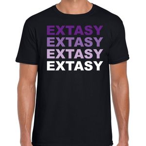 Extasy drugs fun t-shirt zwart  met  paarse bedrukking heren - Feestshirts