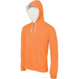 Grote maten oranje/witte hooded sweater/trui voor heren - Sweaters