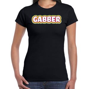 Verkleed t-shirt voor dames - gabber - zwart - foute party/carnaval - vriend/maat - muziek - Feestshirts