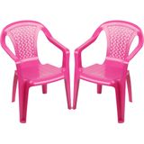 Sunnydays Kinderstoel - 2x - roze - kunststof - buiten/binnen - L37 x B35 x H52 cm - Kinderstoelen