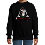 Dieren kersttrui husky zwart kinderen - Foute honden kerstsweater - kerst truien kind