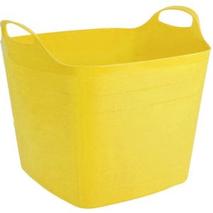 Flexibele kuip emmer/wasmand vierkant geel 40 liter - 42 x 42 cm