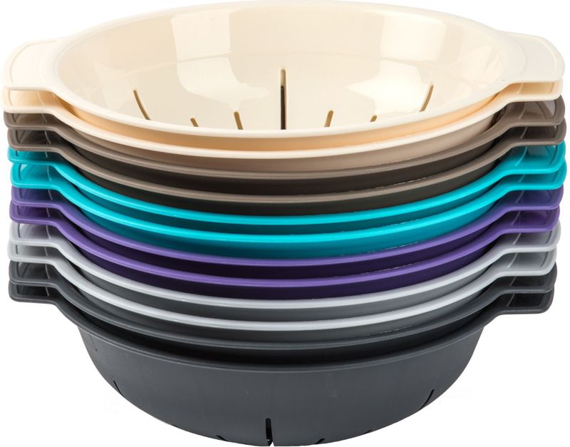 2x stuks stevig Kunststof vergiet in het wit 30 x 25 x 8 cm - Plastic vergieten keuken accessoires