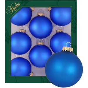 Kerstballen - 8x stuks - kobalt blauw - glas - 7 cm - mat - Kerstbal
