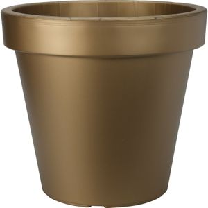 Plantenpot/bloempot - Tuin buiten - kunststof - mat goud - D40 cm - Plantenpotten