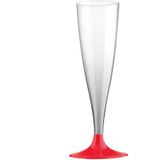 Champagneglazen - 30x - plastic - 140 ml - rood - herbruikbaar - Champagneglazen