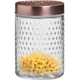 Urban Living Voorraadpot/bewaarpot Blair - 1L - glas - koperen deksel - D12 x H17 cm