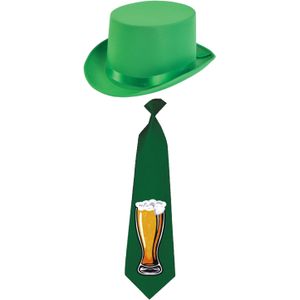 St. Patricks Day verkleed hoed en stropdas - groen - volwassenen - carnaval - Verkleedattributen