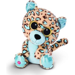 Nici Luipaard/Jaguar Lassi - Pluche Knuffel - Beige/Blauw - 25 cm