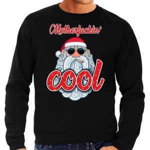 Zwarte foute kersttrui / sweater coole kerstman voor heren - kerst truien