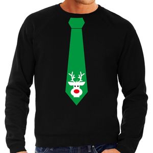 Stropdas Kersttrui/kerst sweater rendier zwart voor heren - kerst truien