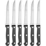 Steakmessen - set 6x - zwart - RVS - vaatwasserbestendig - vleesmessen