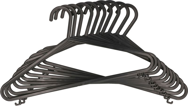 Dirt Devil Kledinghangers met broekstang - 40x - kunststof - zwart - 36 x 21 cm