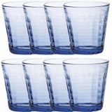 16x Drinkglazen/waterglazen blauw Prisme hardglas 27,5 cl - Drinkglazen