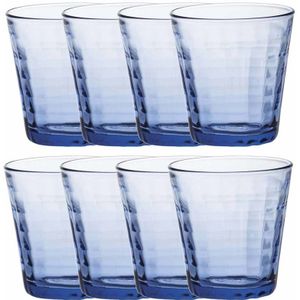 16x Drinkglazen/waterglazen blauw Prisme hardglas 27,5 cl - Drinkglazen