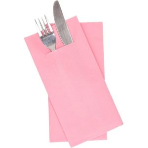 12 stuks lichtroze servetten met servet zakje voor bestek 40 cm