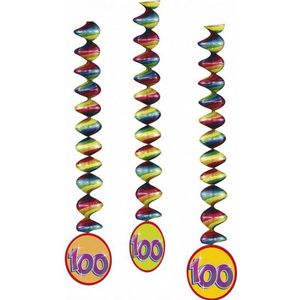 100 jaar rotorspiralen gekleurd 3x stuks - Hangdecoratie