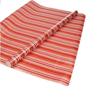 1x Inpakpapier/cadeaupapier met rode strepen motief  200 x 70 cm rol - Cadeaupapier