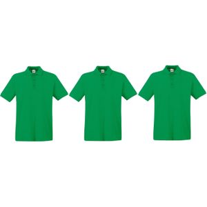 3-Pack maat L groen poloshirt premium van katoen voor heren - Polo shirts
