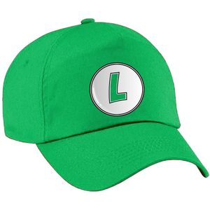 Game verkleed pet - loodgieter Luigi - groen - kinderen - unisex - carnaval/themafeest outfit - Verkleedhoofddeksels