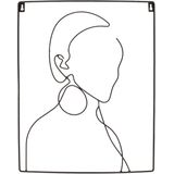 Line art wanddecoratie - metaal - vrouw - L40 x H50cm - wanddecoratie