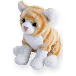 Pluche knuffel kat/poes oranje met wit van 13 cm - Knuffel huisdieren