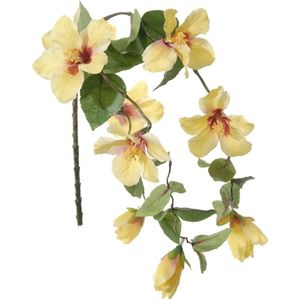 Louis Maes kunstbloemen - Hibiscus - geel - hangende tak van 165 cm - Hawaii/zomer thema versiering