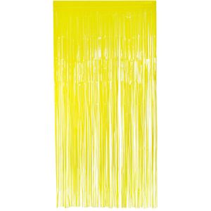Folie deurgordijn/feestgordijn - neon fluor geel - 100 x 200 cm - Versiering/feestartikelen - Feestdeurgordijnen