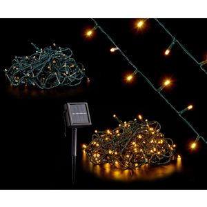 Kerstverlichting/party lights 150 warm witte LED lampjes op zonne-energie - Kerstverlichting kerstboom