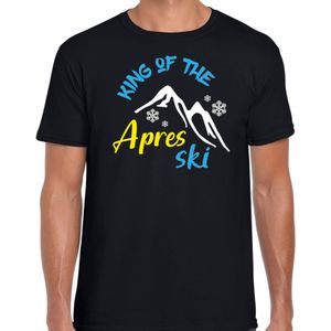 Apres ski t-shirt voor heren - king of the apres ski - zwart - winter outfit - Feestshirts