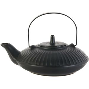 Home Deco Factory Theepot Shanghai - Keramiek - met deksel - zwart - 600 ml - 14 x 21 cm - Theepotten