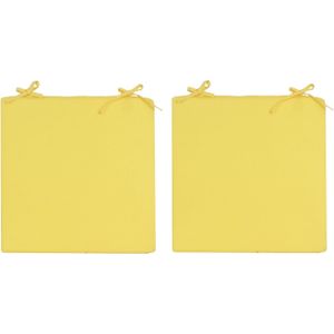 2x Stoelkussens voor binnen en buiten in de kleur geel 40 x 40 cm Tuinkussens voor buitenstoelen. - Sierkussens