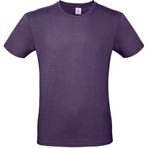 Set van 2x stuks paars basic t-shirt met ronde hals voor heren van katoen, maat: M (50) - T-shirts