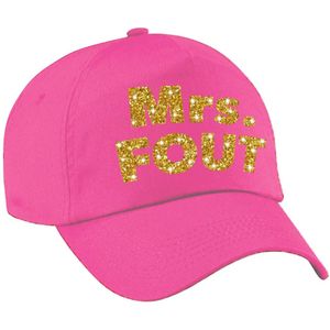 Mrs. FOUT pet /cap roze met goud bedrukking dames - Verkleedhoofddeksels