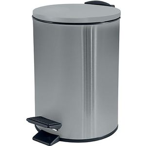 Pedaalemmer Cannes - zilver - 3 liter - metaal - 17 x 25 cm - soft-close - voor toilet/badkamer - Pedaalemmers