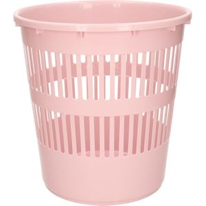 Afvalbak/vuilnisbak/kantoor prullenbak - plastic - roze - 28 cm - Prullenmanden