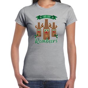 Fout kersttrui t-shirt voor dames - Rudolf Reinbeers - grijs - rendier/bier - kerst t-shirts
