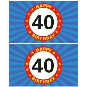 2x stuks happy Birthday 40 jaar versiering vlag 150 x 90 cm - Vlaggen
