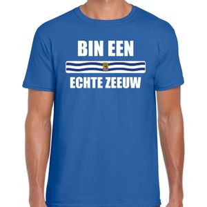 Bin een echte zeeuw met vlag Zeeland t-shirts Zeeuws dialect blauw voor heren - Feestshirts