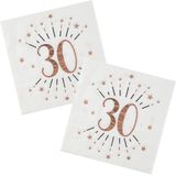 Verjaardag feest servetten leeftijd - 20x - 30 jaar - rose goud - 33 x 33 cm - Feestservetten