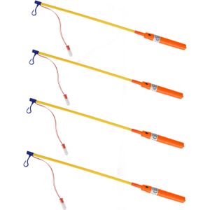 Lampionstokjes - 4x - oranje - met lichtje - 50 cm - Feestlampionnen