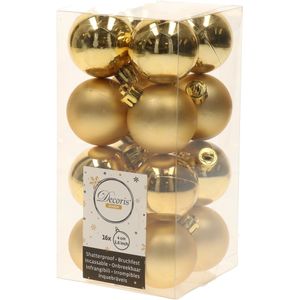 Sweet Christmas gouden kerstversiering kleine kerstballen pakket 16 stuks - Kerstbal