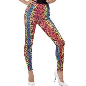 Verkleedkleding foute legging met gekleurde luipaardprint/panterprint voor dames/volwassenen - Verkleedlegging