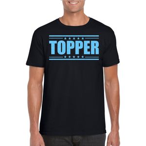 Verkleed T-shirt voor heren - topper - zwart - blauwe glitters - feestkleding - Feestshirts