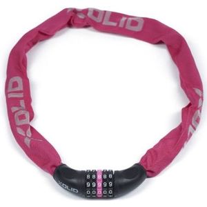 Xolid ketting fietsslot met cijferslot - 90 cm - fuchsia roze - kettingslot fiets - 5-cijfers - Fietssloten