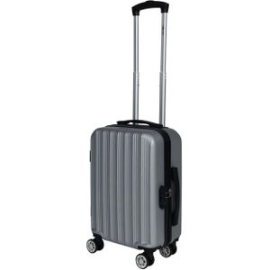 Cabine handbagage reis trolley koffer - zwenkwielen - 52 x 34 x 20 cm - 45 liter - zilver - Handbagage koffers