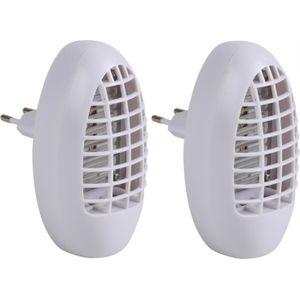 Muskieten/muggen UV LED insectenlamp - 2x - wit - elektrisch - 14 x 9 x 4 cm - Muggenstekkers