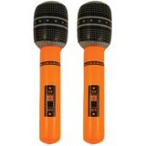 Set van 2x stuks neon oranje opblaasbare microfoon 40 cm - Opblaasfiguren